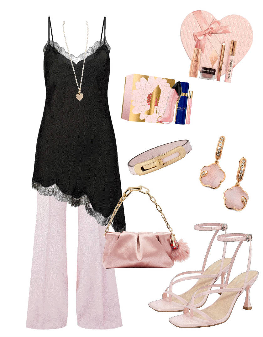 trendy lace satin top