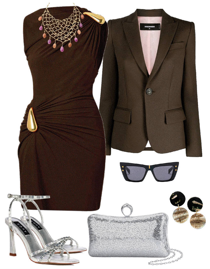 wrap dress and silver accessories