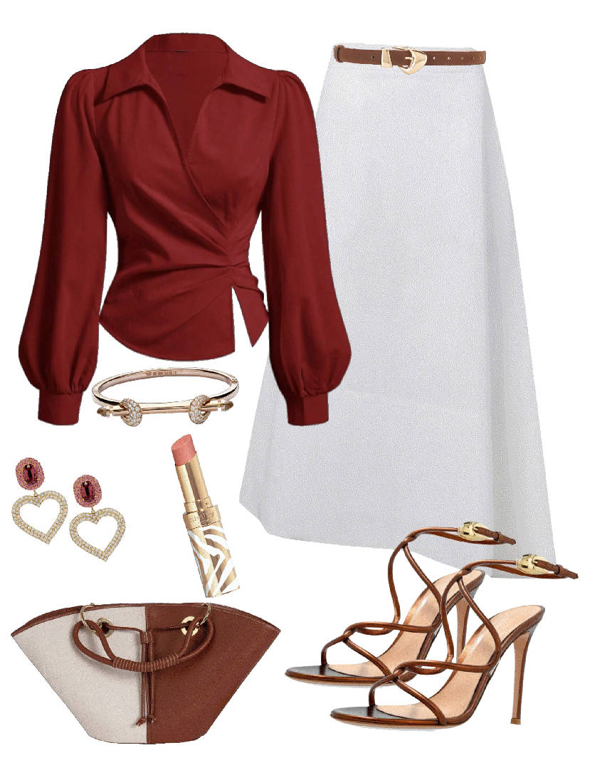 a-line asymmetric skirt and wrap shirt