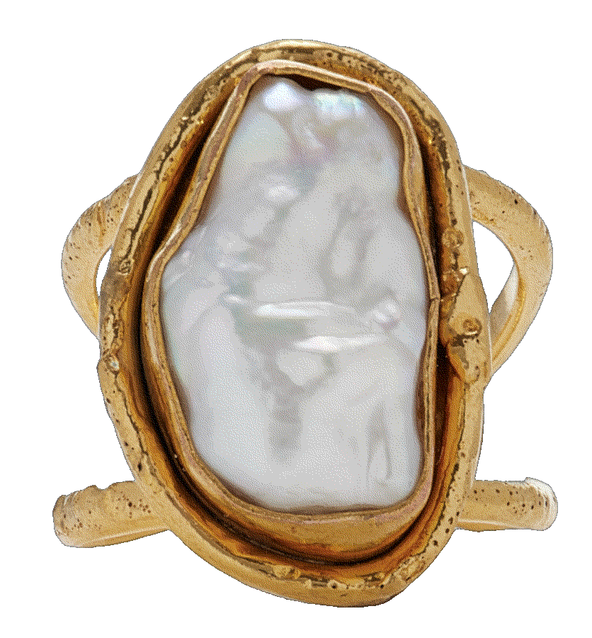 Race 22k gold-plated pearl ring Sylvia Toledano