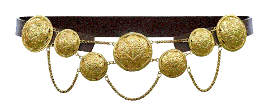 Successful dynasties leather and brass belt Johanna Ortiz