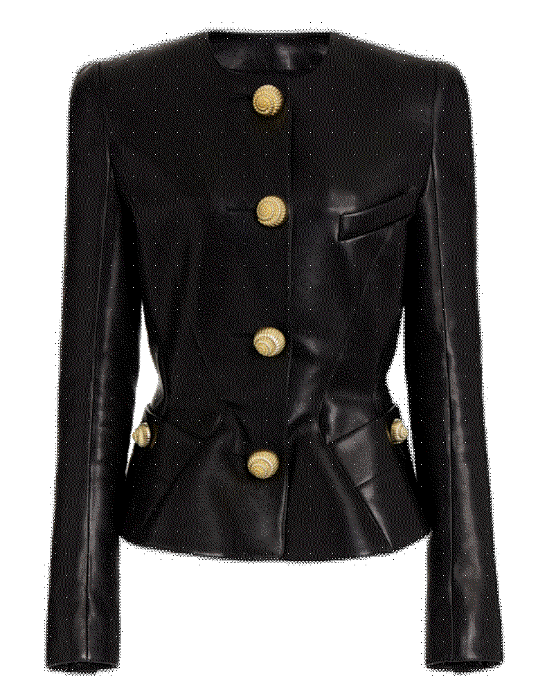 Collarless leather jacket Balmain