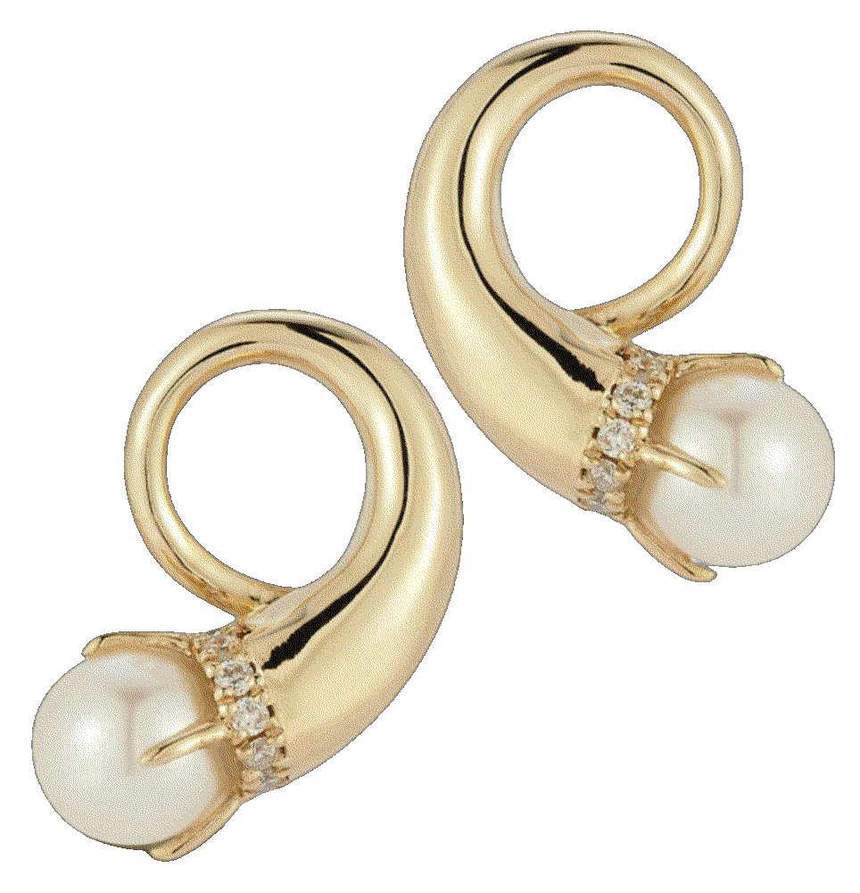 Cornucopia 14k yellow gold pearl earrings Mateo