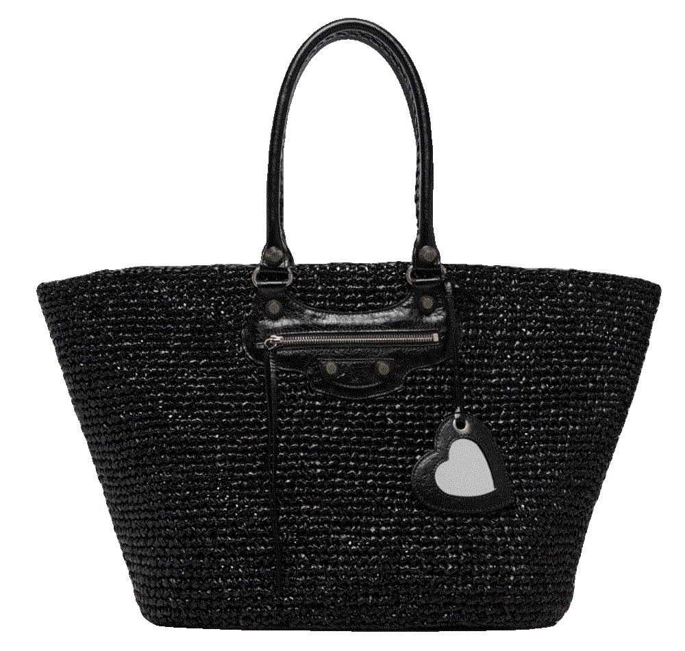 Le cagole panier woven nylon raffia tote bag Balenciaga