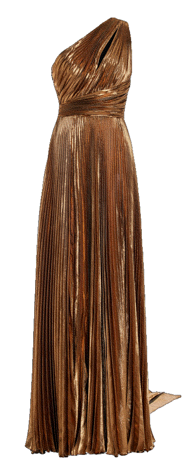 One-Shoulder Plisse Silk-Blend Lame Gown Zuhair Murad