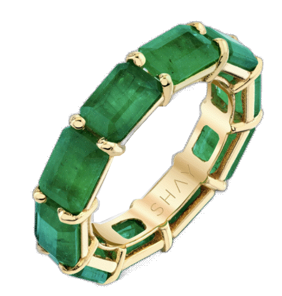 18k yellow gold emerald east/west eternity band Shay