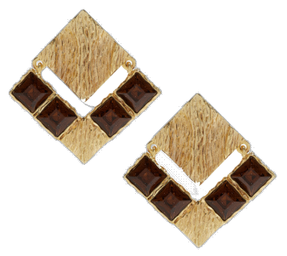 Tartan scramble clip-on earrings Oscar De La Renta