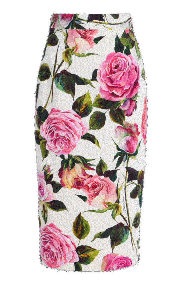 Rose-print cotton-blend midi skirt Dolce & Gabbana
