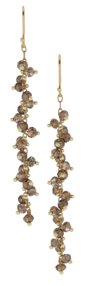 18k yellow gold beaded long spiral earring Ten Thousand Things