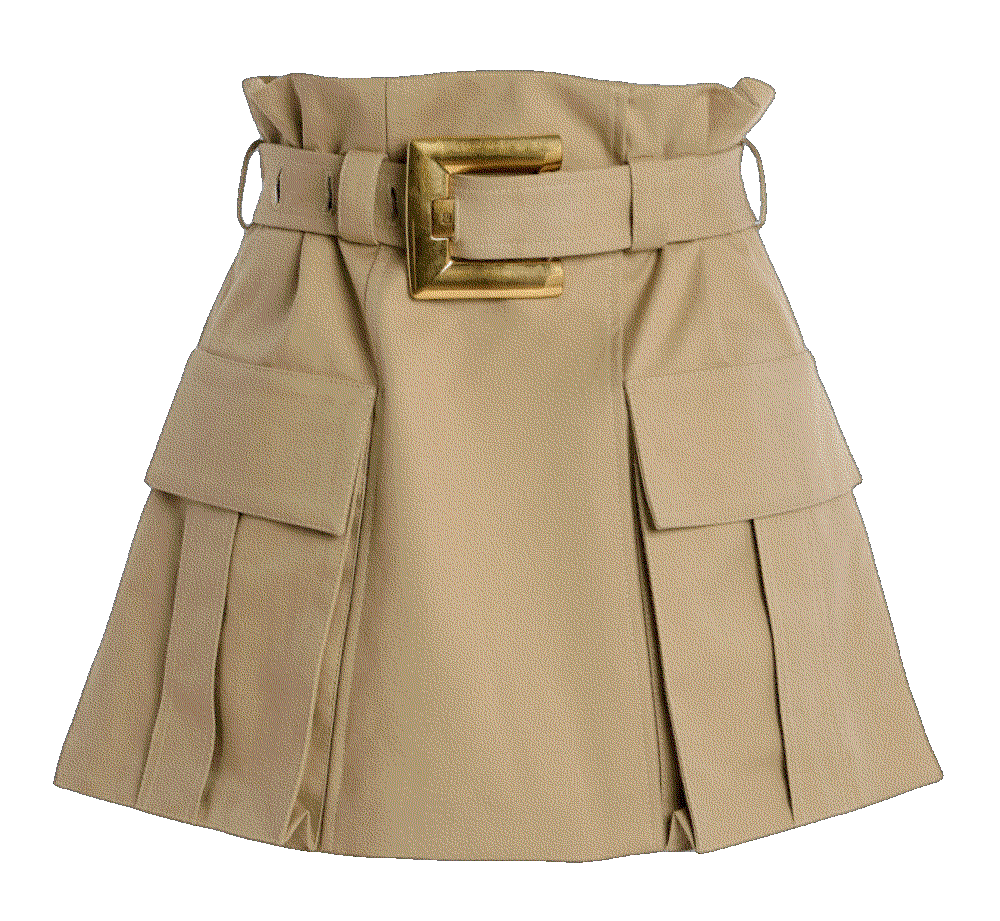 Belted cotton-gabardine mini skirt Balmain