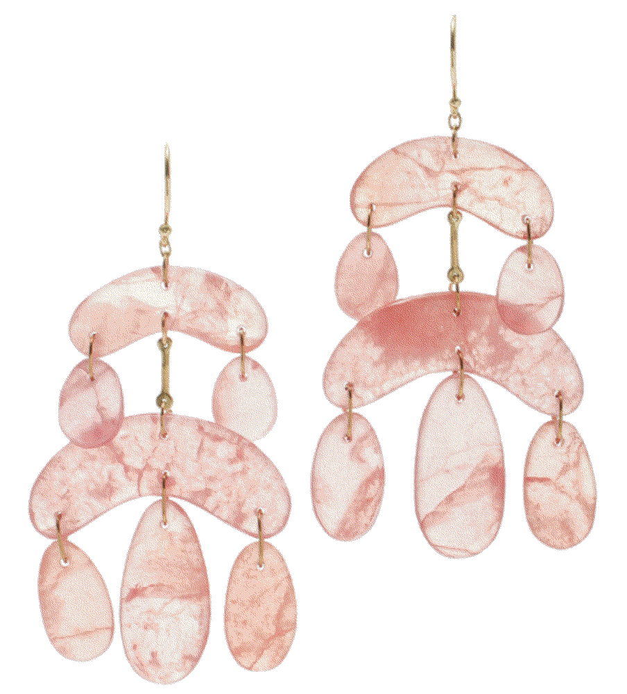 Mini 18k yellow gold rhodochrosite chandelier earrings Ten Thousand Things
