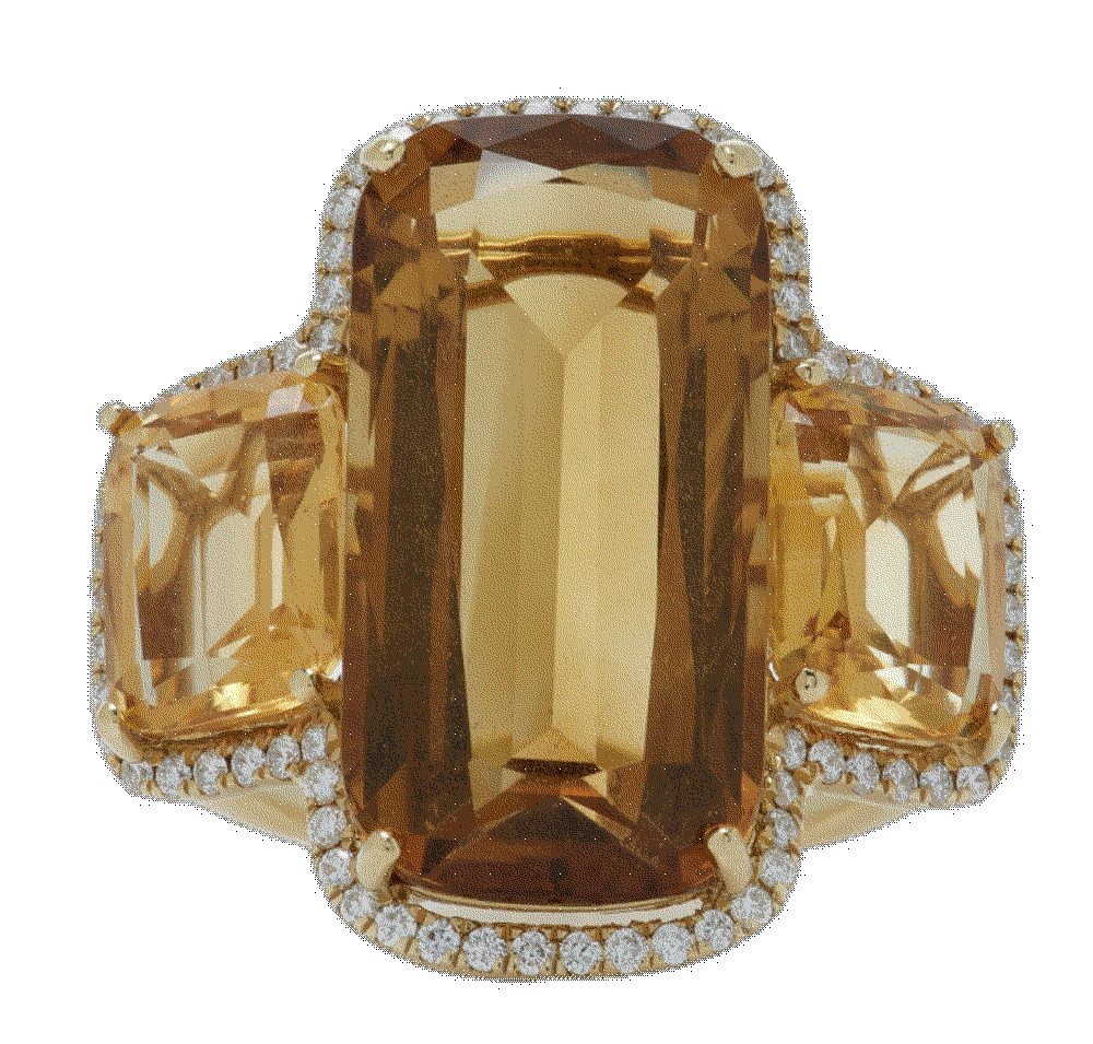 18k yellow gold diamond and citrine ring Goshwara