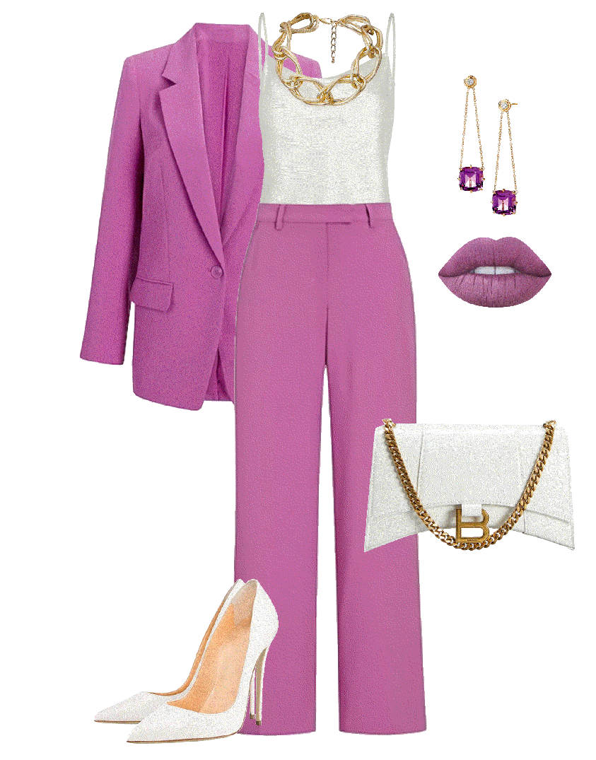 straight leg and v-neck pant suit