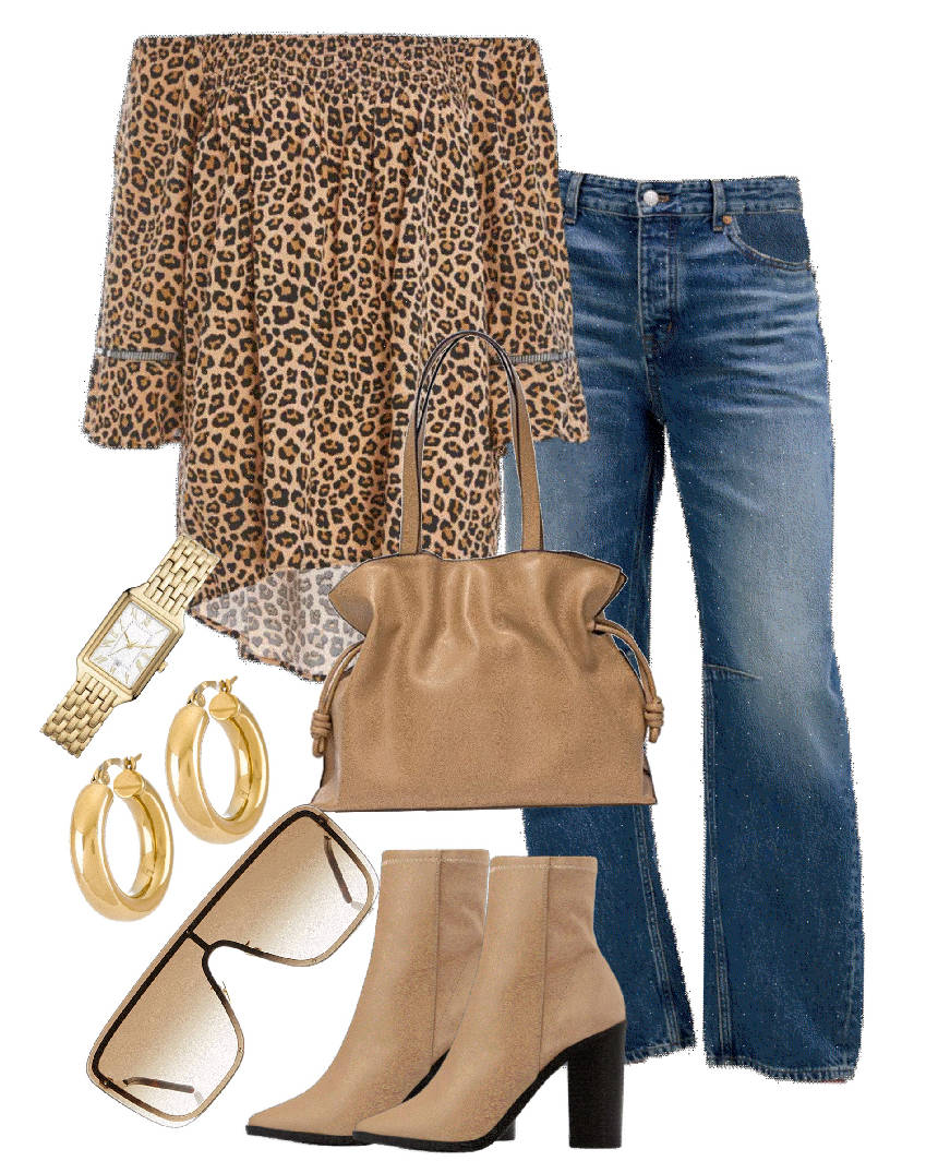 animal print with jeans and booties