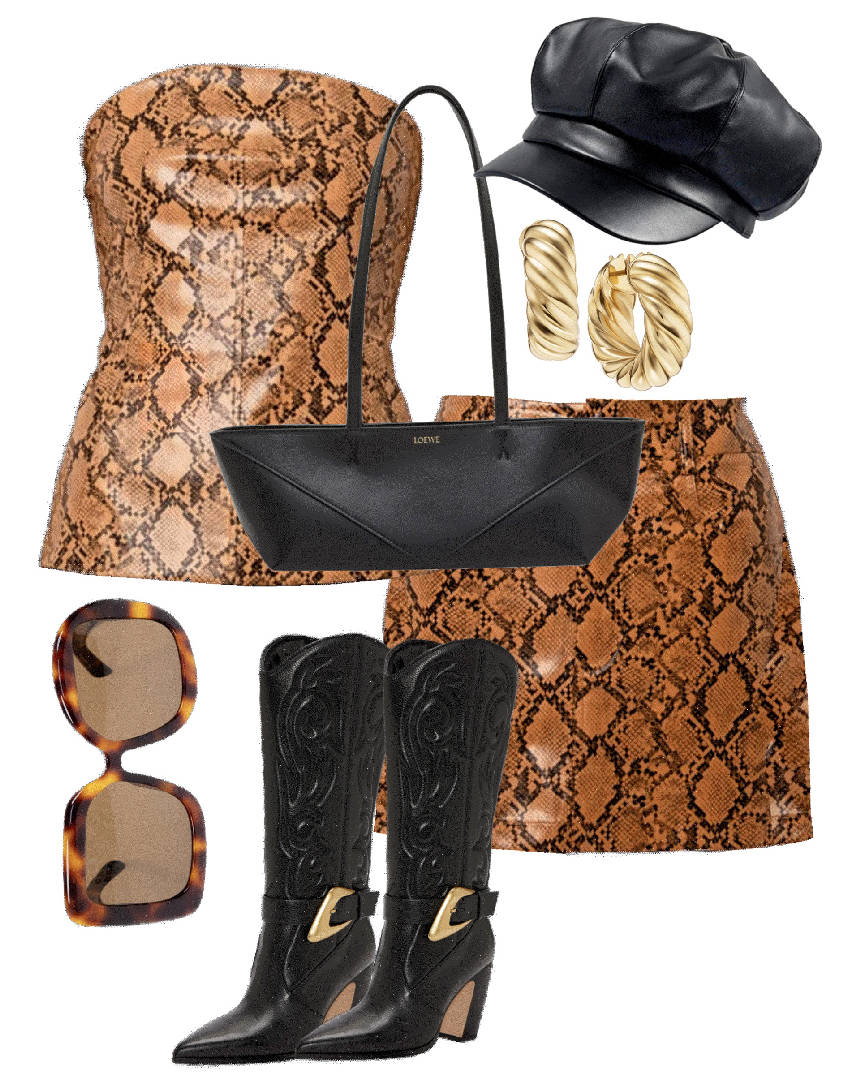 animal print matching set and boots