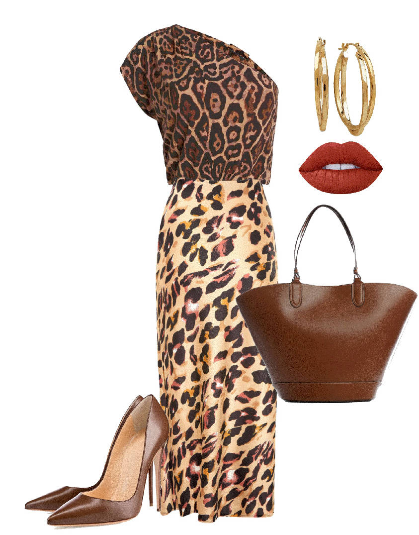 animal print top over animal print skirt