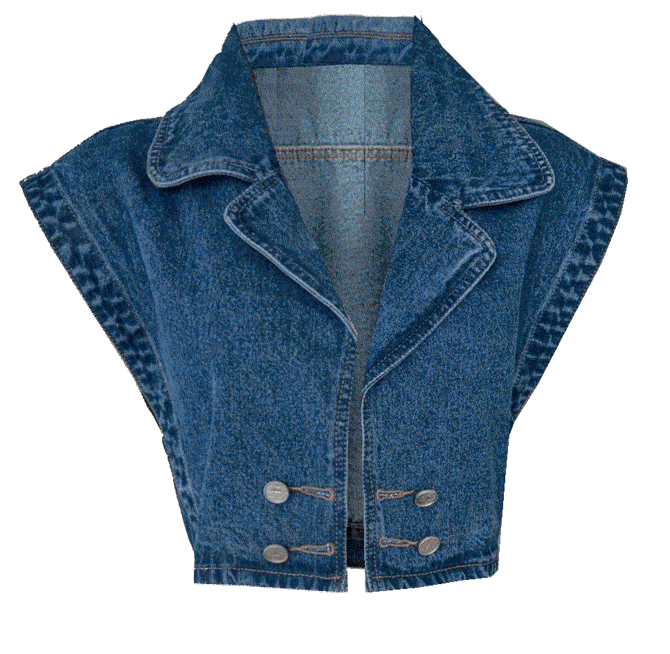 Batwing Sleeve Double Breasted Denim Shirt Sleeveless top  ESEICO