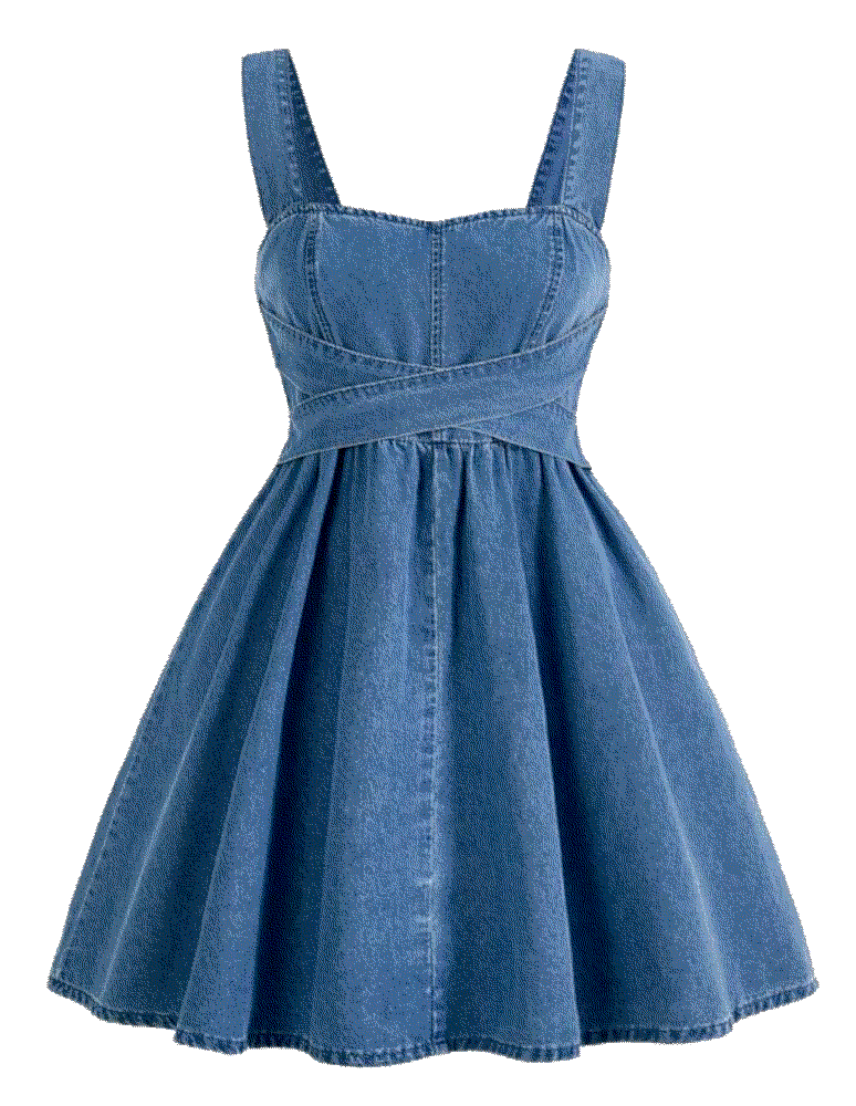  Frenchy Elegant Loose-Fit Denim A-Line mini dress Shein