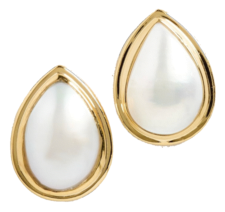 Shashi pear pearl bezel stud earrings SHASHI
