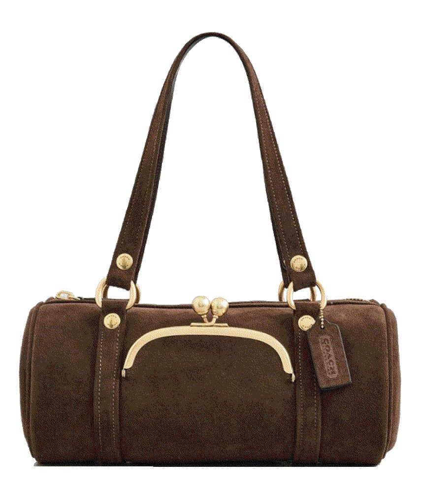 Coach suede kisslock barrel bag Coach