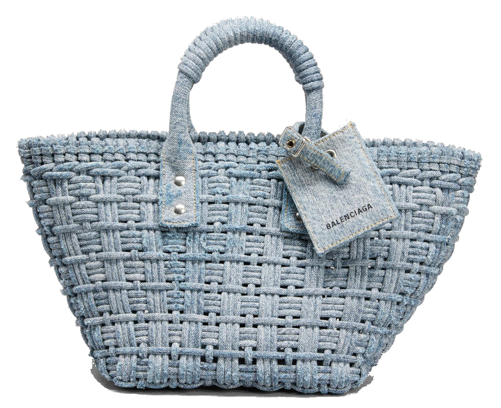 Bistro XS Denim Basket Tote Bag Balenciaga