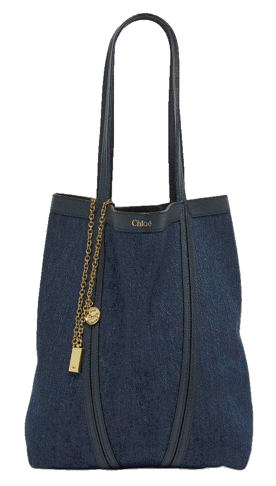 Chloe spin medium tote bag in denim and leather  Chloe