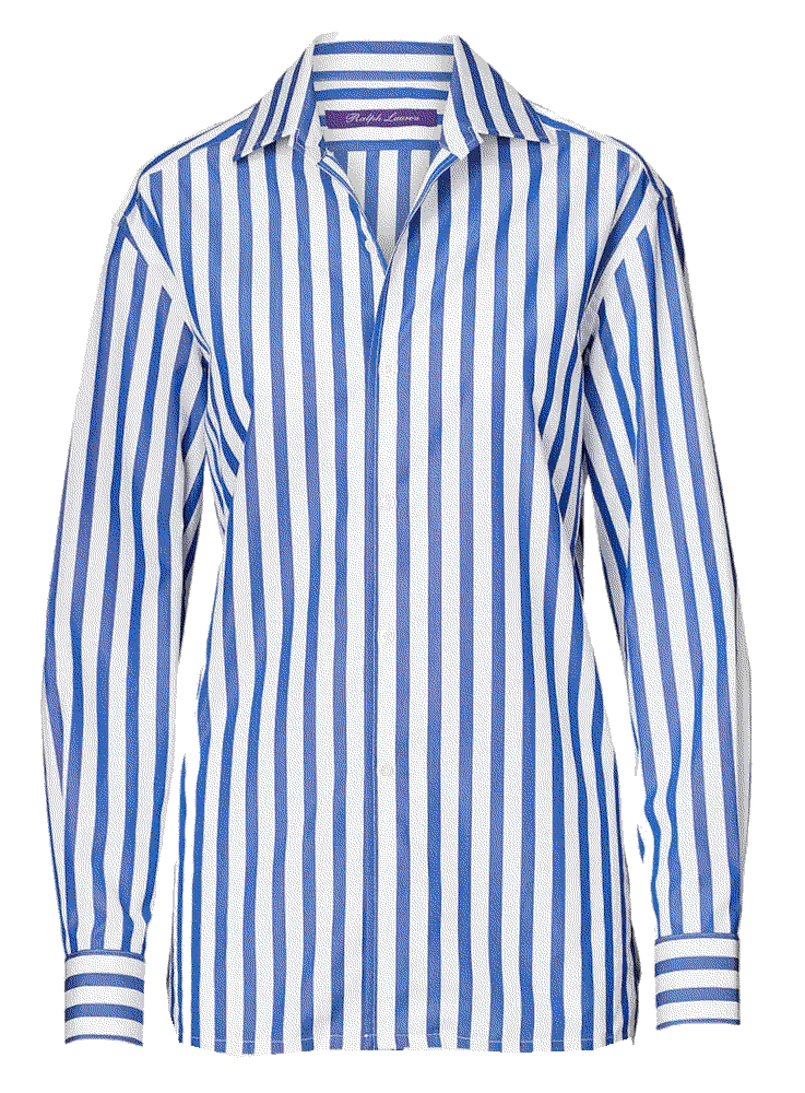 Capri Striped Cotton Blouse, White Ralph Lauren