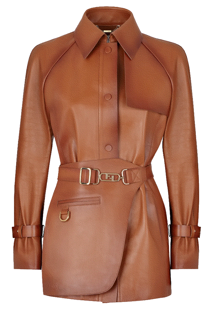 Shaded Leather Jacket with Detachable Belt Fendi