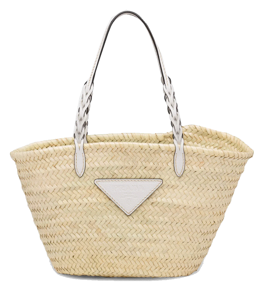 Woven Straw Basket Tote Bag Prada
