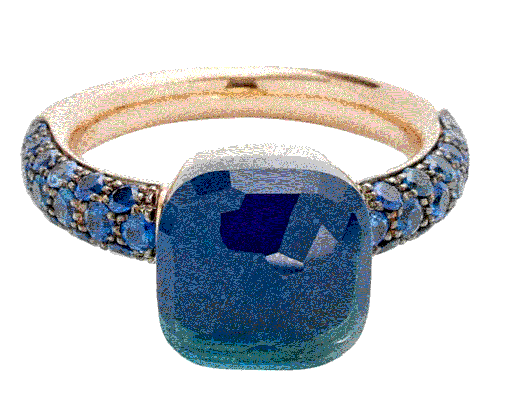 Rose Gold Nudo Ring with Prasiolite Malachie and Tsavorite Pomellato
