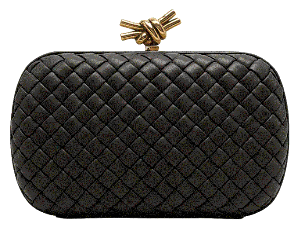 Knot Padded Woven Lambskin Clutch Bag Bottega Veneta