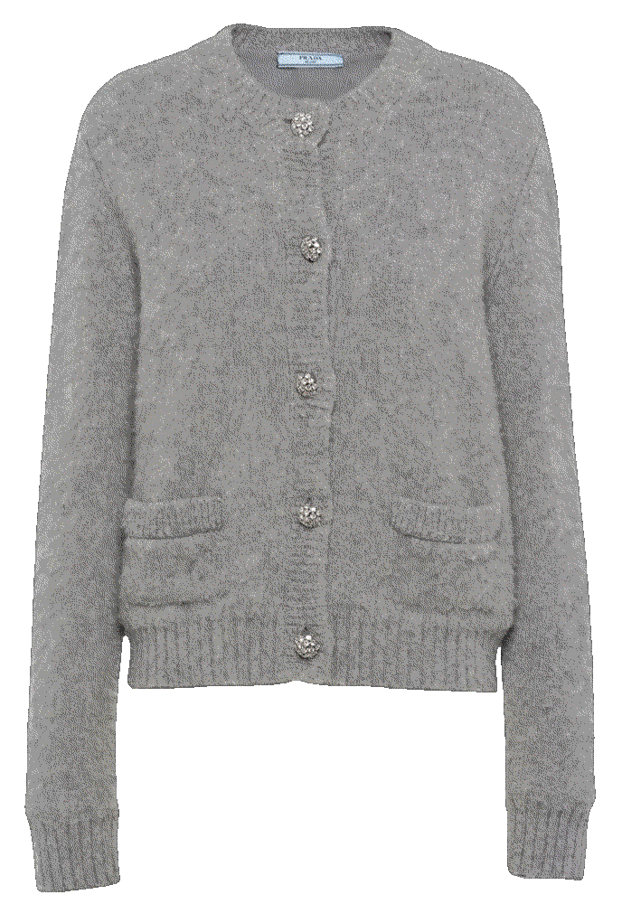 Jeweled Button Cashmere Cardigan Prada