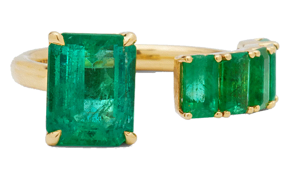 18K Yellow Gold Floating Emerald Ring  Shay