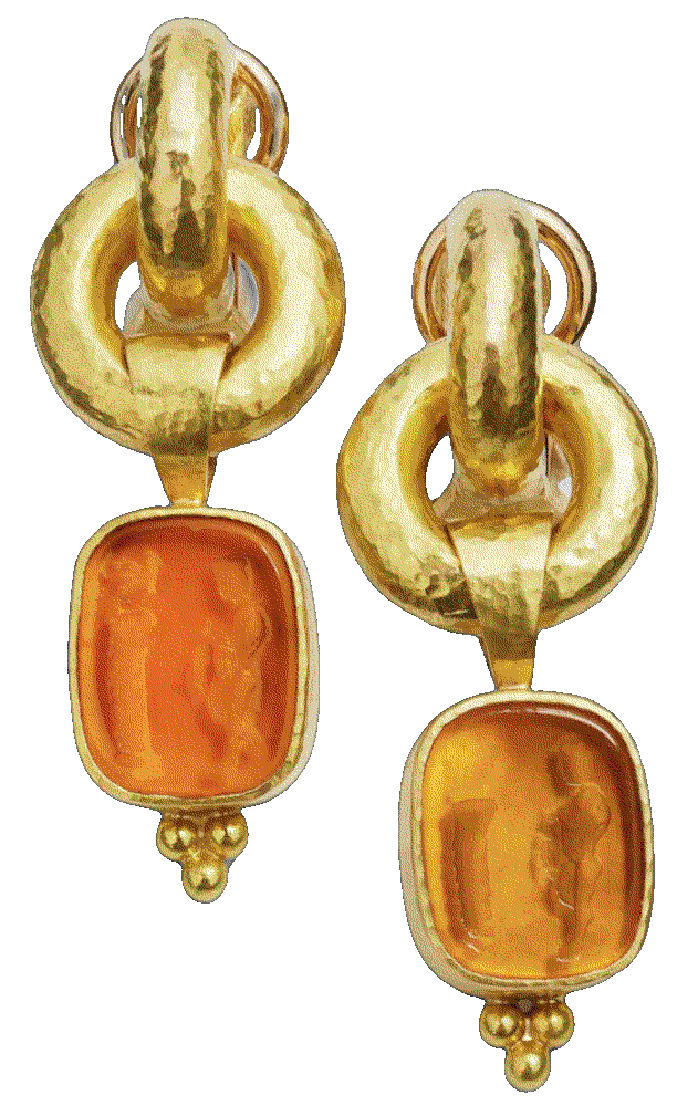 Elizabeth locke amber god and pillar cheerio drop earrings Elizabeth Locke 
