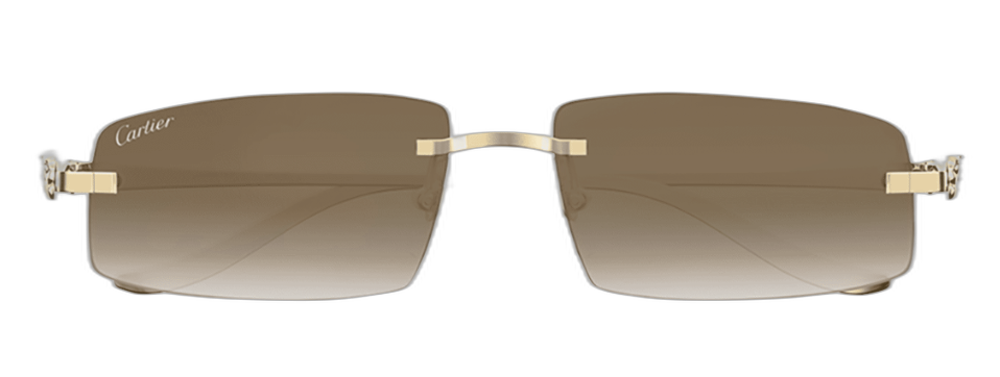 Cartier panther rimless rectangle metal sunglasses Cartier