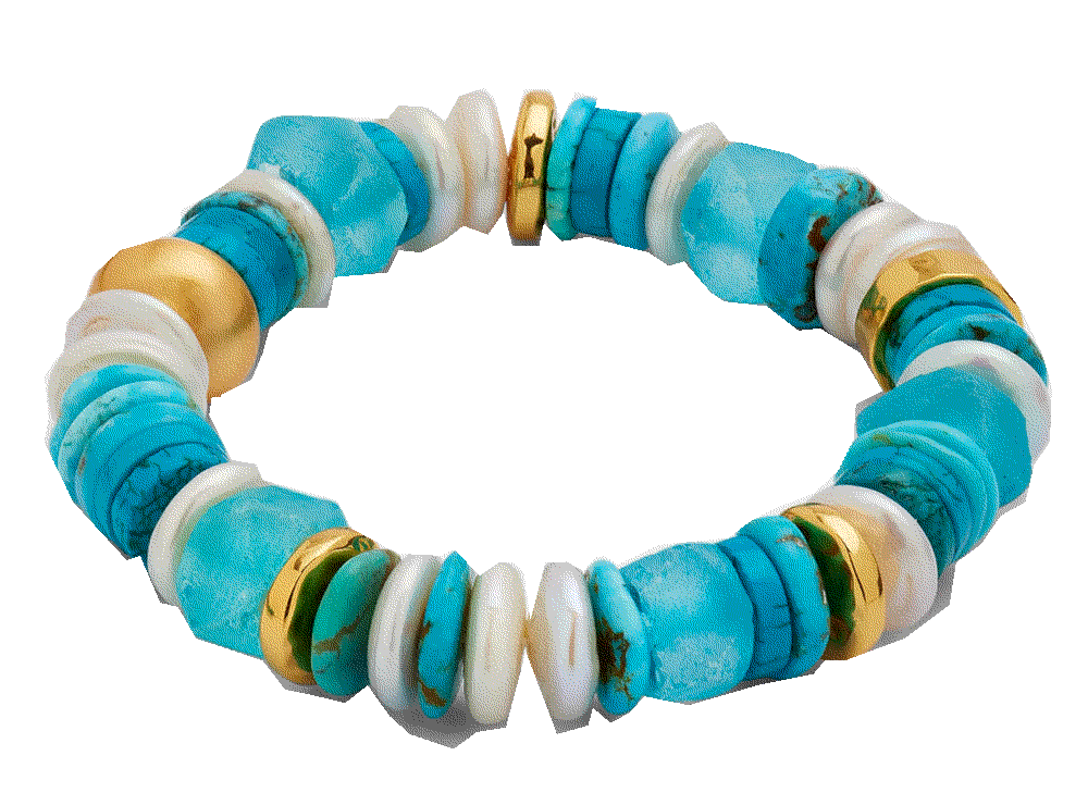 Turquoise and Pearl Mix Stretch Bracelet Nest Jewelry