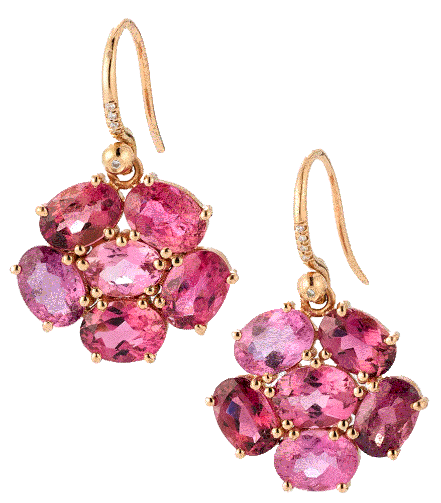 Gemmy gem 18k rose gold pink tourmaline earrings with diamonds  Irene Neuwirth