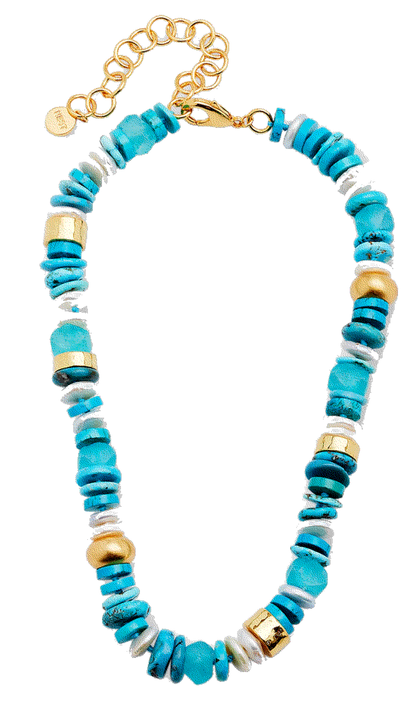 Turquoise and Pearl Strand Necklace Nest Jewelry