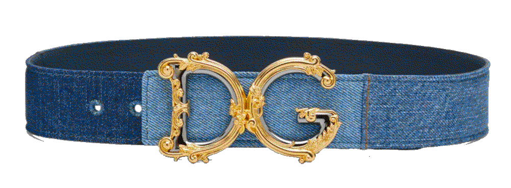 Denim Patchwork Belt With Baroque DG Buckle Dolce & Gabanna