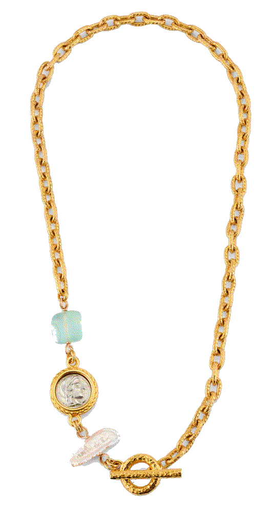 Stone, Coin and Pearl Necklace Ben-amun