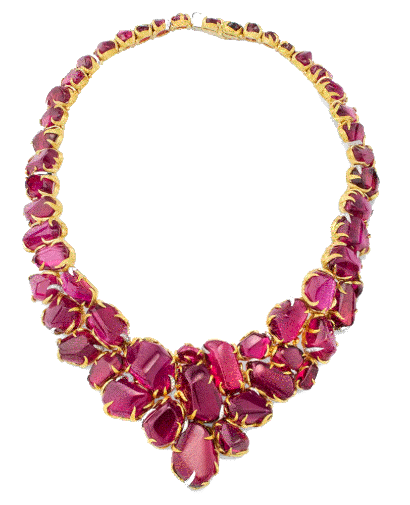 Nm estate estate lee buckingham 22k yellow gold and platinum necklace with rubellite and diamonds Nm Estate