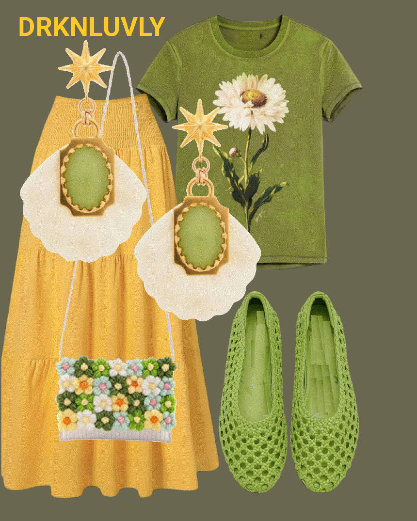 floral graphic tee skirt outfit