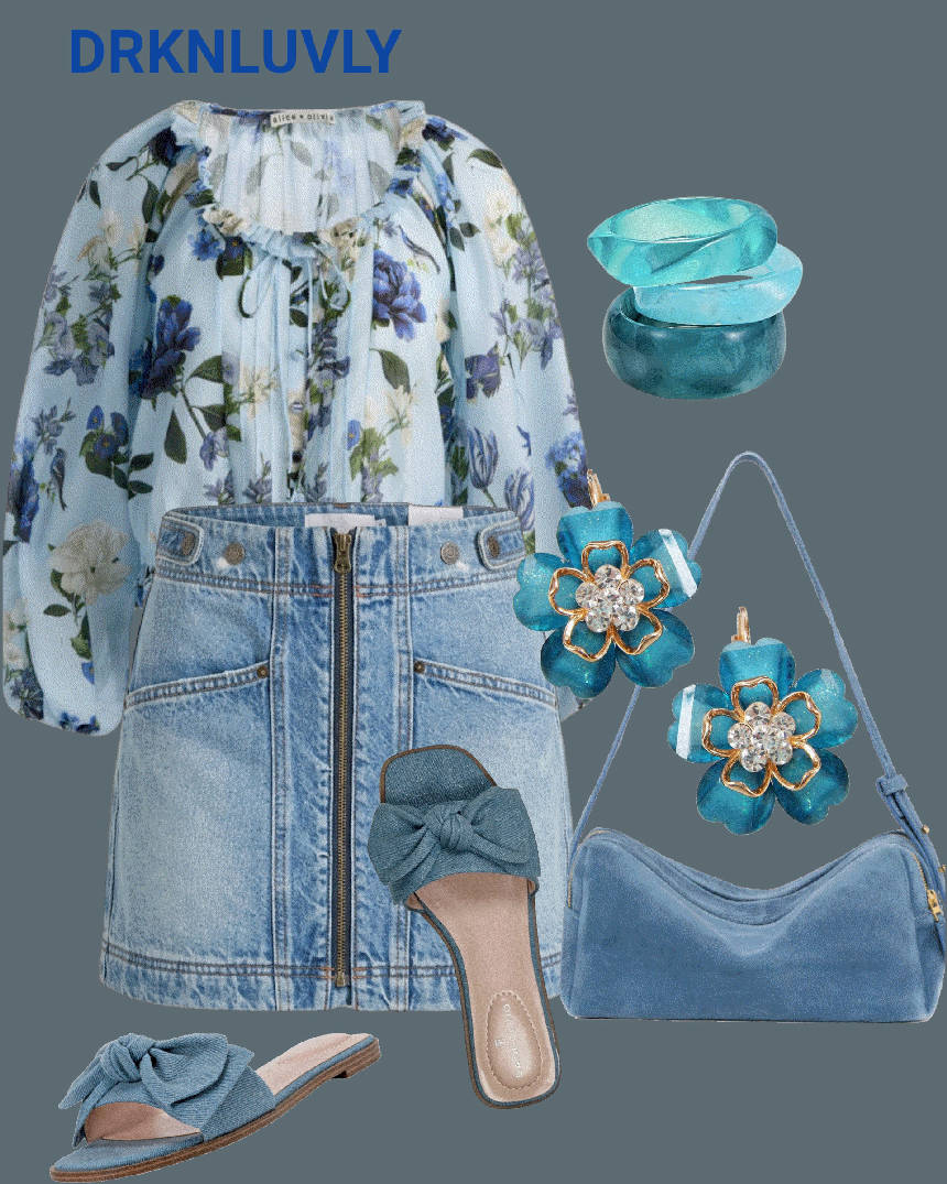 mini denim skirt and florals