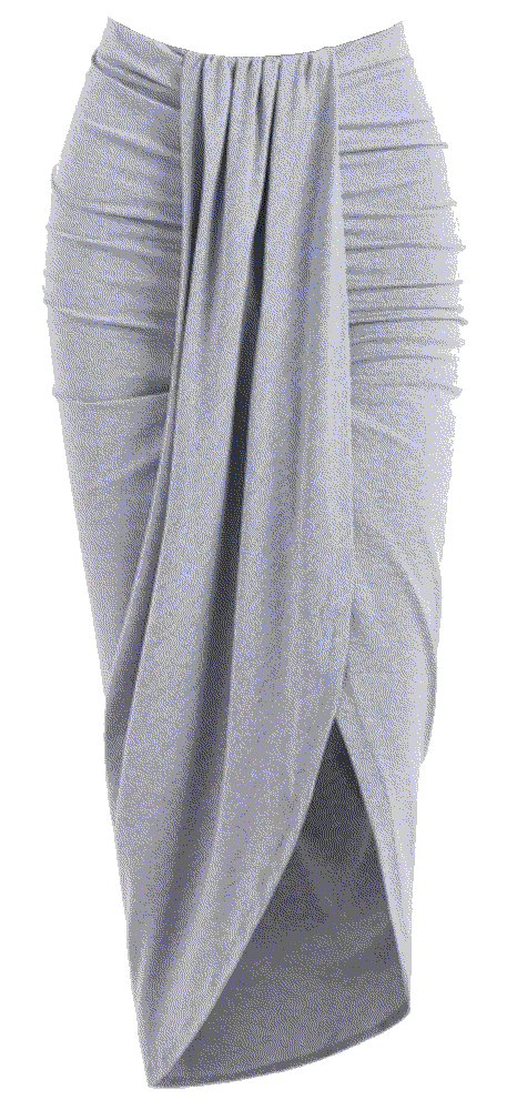draped ruched slinky maxi skirt in gray Zaful