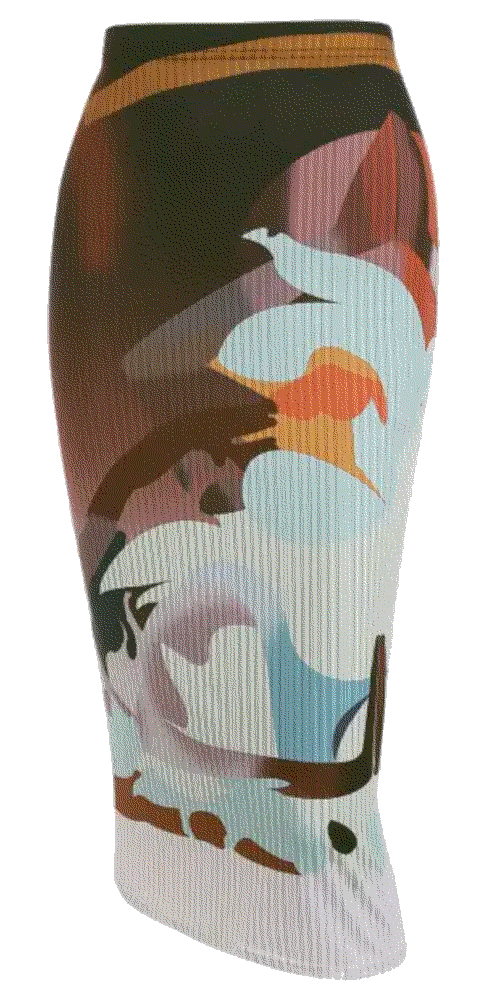 high waisted abstract print bodycon midi skirt Zaful