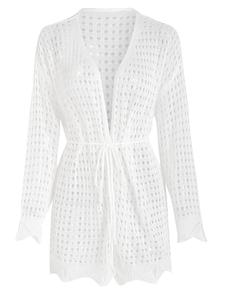 belted sheer crochet knit beach cover up in white  Zaful