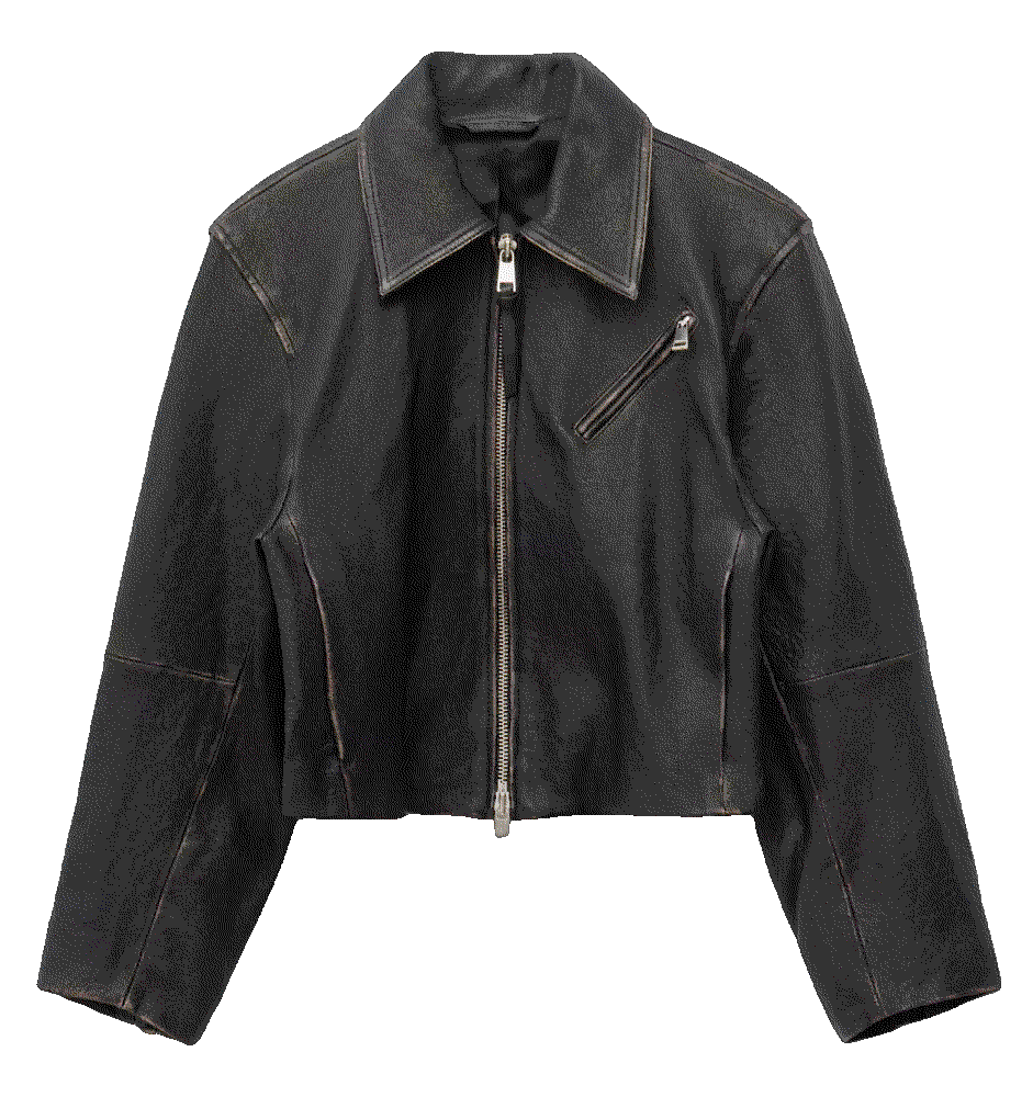 Leather biker jacket black & Other Stories
