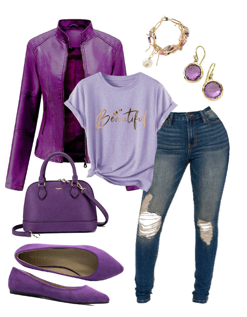 purple biker jacket with defined waist
