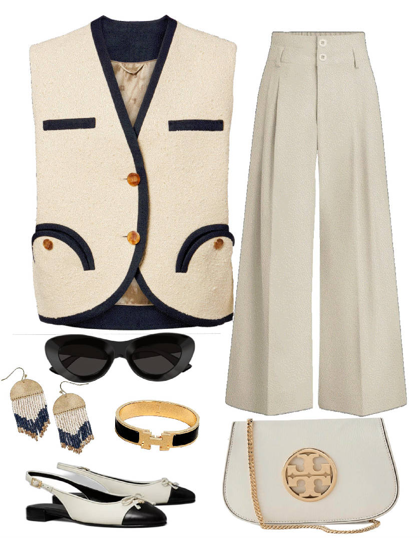 casual vest pants outfit