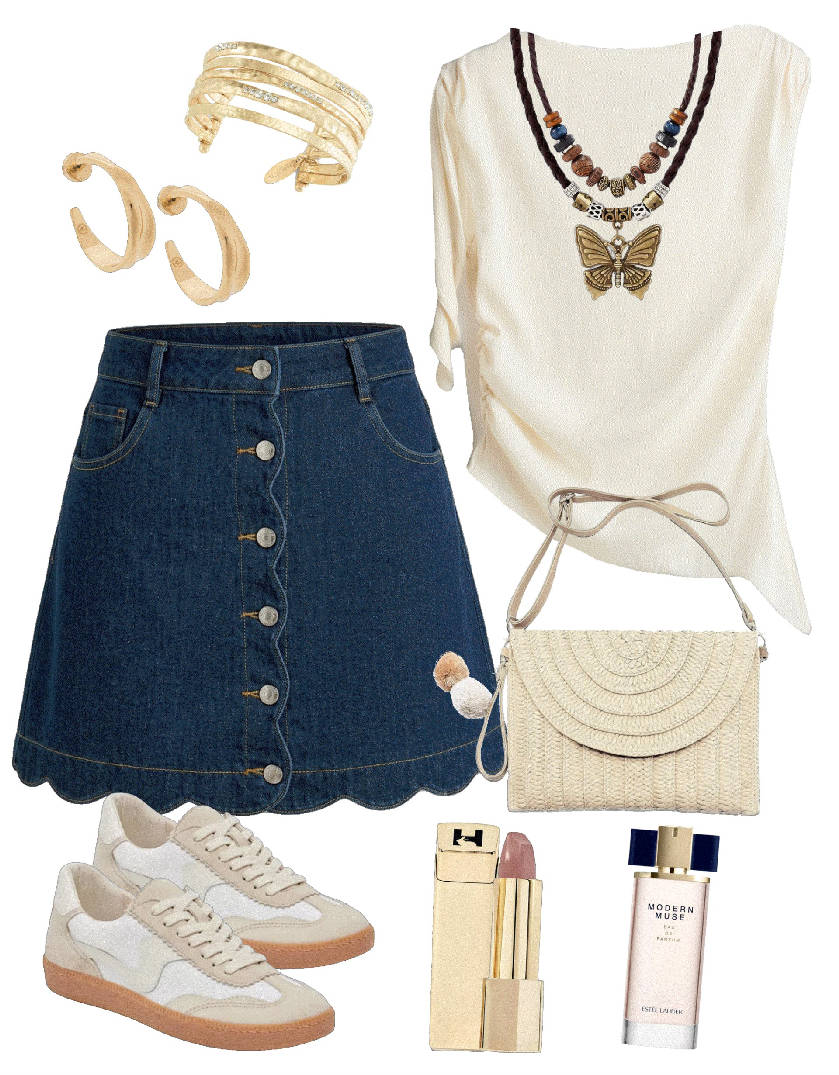 denim mini a-line skirt